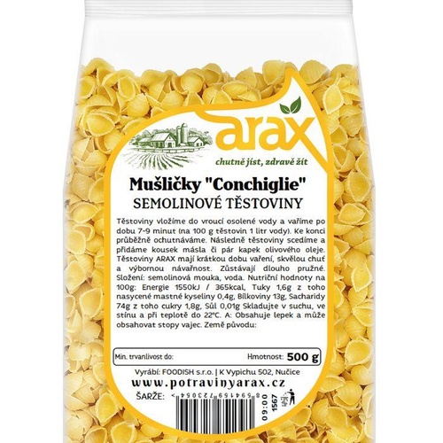 ARAX Těstoviny semolinové mušličky "Conchiglie" 500 g