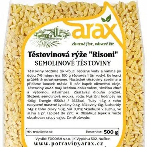 ARAX Těstoviny semolinové rýže "Risoni" 500 g