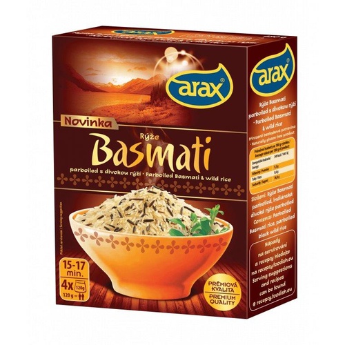 ARAX Varné sáčky - Rýže Basmati parboiled s indiánskou 480 g