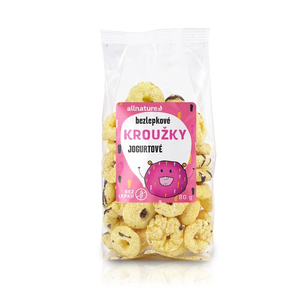 Allnature Bezlepkové Kroužky jogurtové 80 g - 