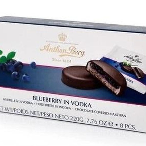 Anthon Berg Hořká čokoláda s marcipánem a náplní borůvky s vodkou 220 g - 