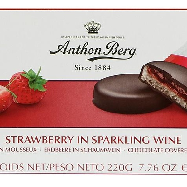 Anthon Berg - marcipán v čokoládě - jahody v šumivém víně 220 g - 