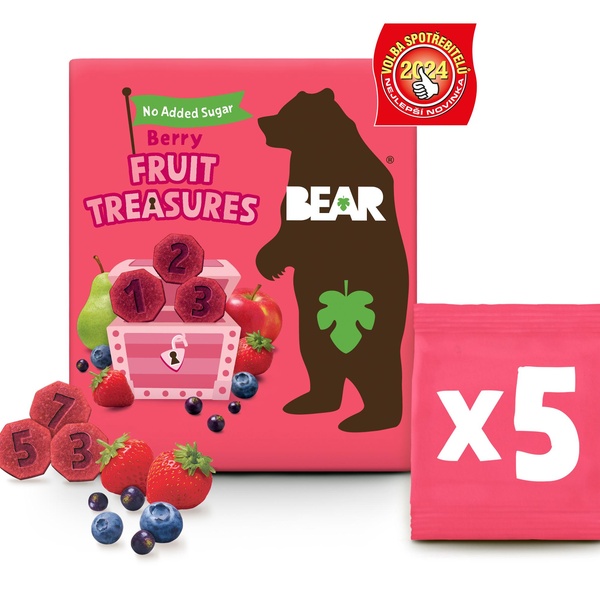 BEAR Fruit Treasures Berry jahoda a borůvka 5x 20g - 