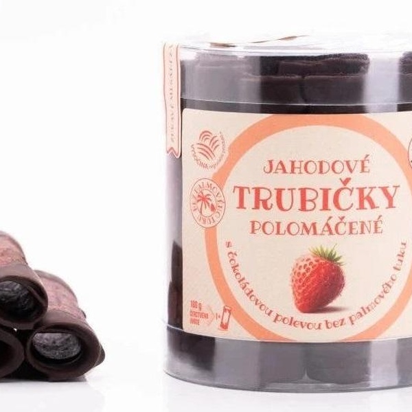 B.Produkt B. Produkt Jahodové trubičky polomáčené s čokoládovou polevou bez palmového tuku 18ks 220 g - 