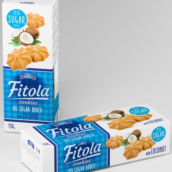 FITOLA COCONUT Křehké sušenky se sušeným kokosem bez přidaného cukru 130 g - 