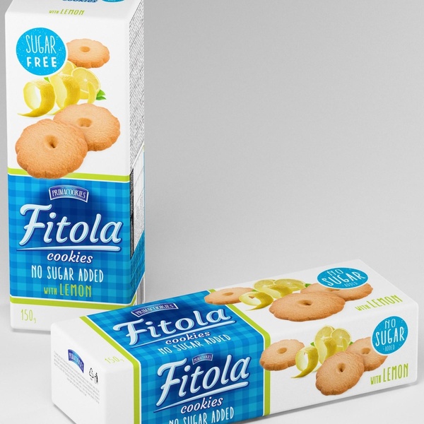 FITOLA LEMON Křehké sušenky s kousky citronové kůry bez přidaného cukru 130 g - 
