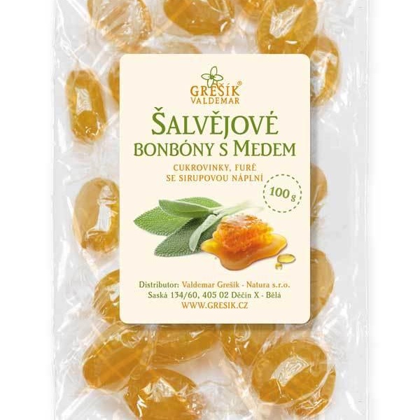 GREŠÍK Šalvějové bonbóny s medem 100 g - 