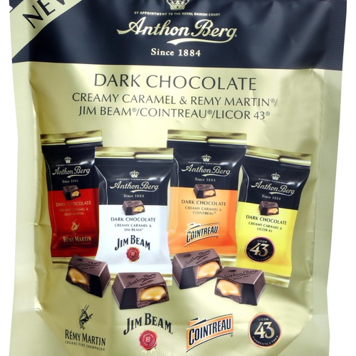 Glomex, s.r.o. Anthon Berg hořké mini čokoládky s karamelem s alkoholem MIX 100 g