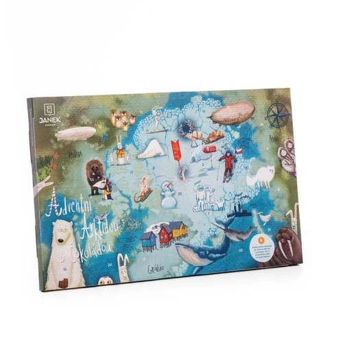 Luxusní čokoládový adventní kalendář JANEK Arktidou s čokoládou