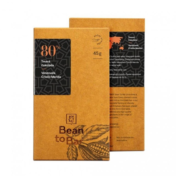 Janek Čokoláda Bean to bar - Venezuela 45g - 80% tmavá Criollo Merida - 