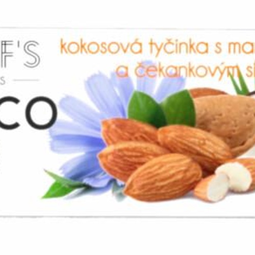 Josef ´s snacks Josef's snacks Kokosová tyčinka s mandlemi a čekankovým sirupem 33 g