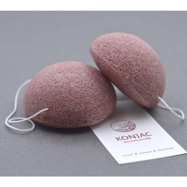 MANZANA s.r.o. KONJAC Červená konjac obličejová půlkulatá houbička s francouzským červeným jílem - 
