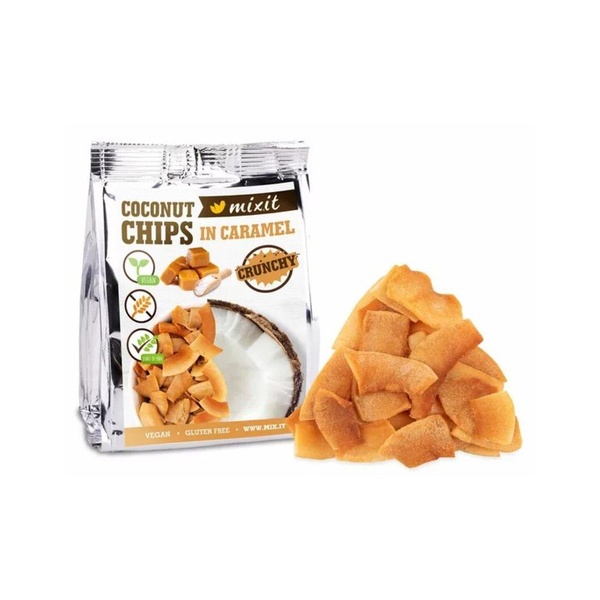 Mixit Kokosové chipsy do kapsy - karamel 60 g - 
