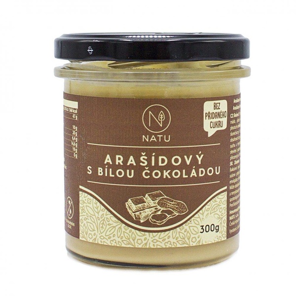 Arašídový krém s bílou čokoládou bez přidaného cukru 300g - 