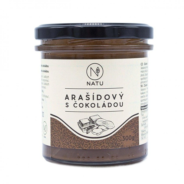NATU Arašídový krém s hořkou čokoládou 300g - 