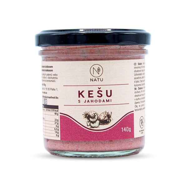 NATU Kešu krém s jahodami 140 g - 