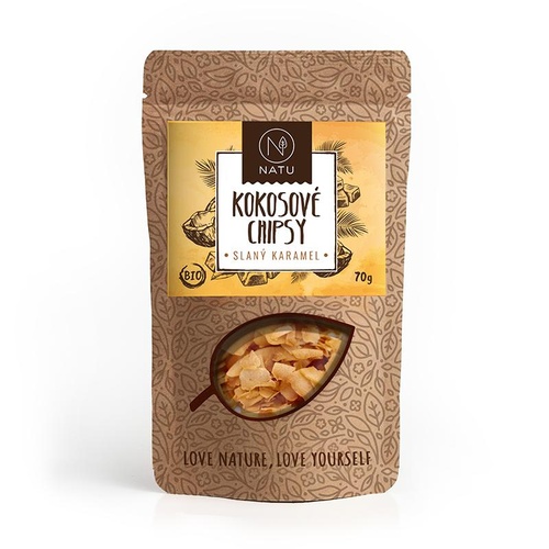 NATU Kokosové chipsy slaný karamel BIO 70 g