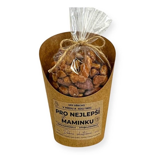 Mix ořechů v medu a soli v celofánku a kelímku 180g PRO MAMINKU