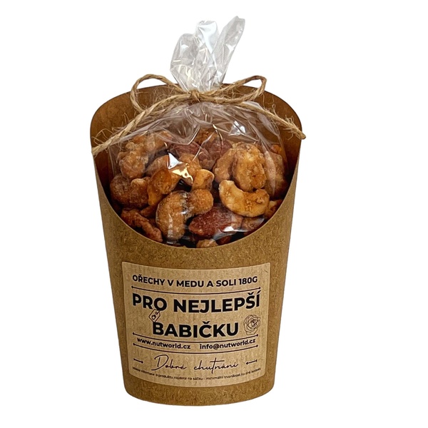 Gurmánská pečeť pro královnu rodinného stolu - Mix ořechů v medu a soli 180g - 