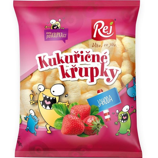 REJ Křupky kukuřičné jahodové 90 g - 