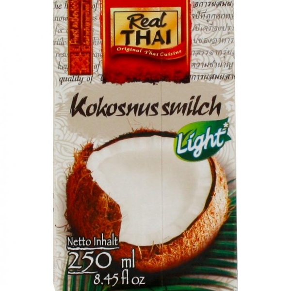 Real Thai Kokosové mléko LITE 250ml (bílé) - 
