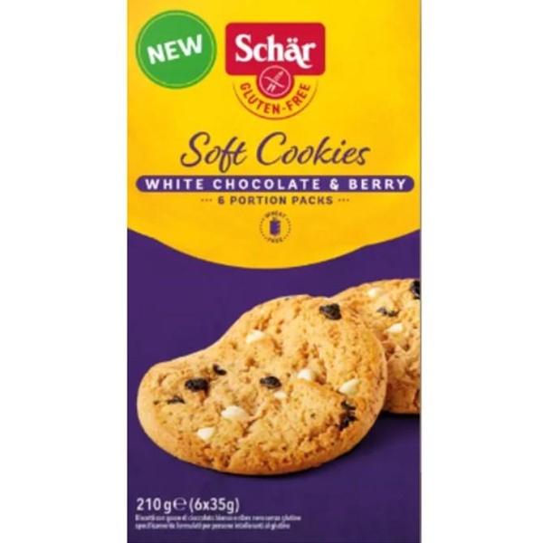 Schar Schär Soft Cookie White chocolate and berry  čokoládové sušenky bez lepku 210 g (6x35g) - 