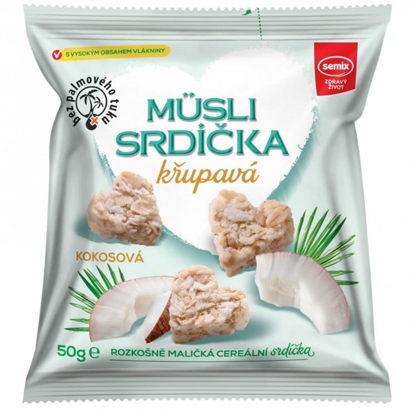 Semix Musli křupavá srdíčka-KOKOS 35% sáček 50g - 