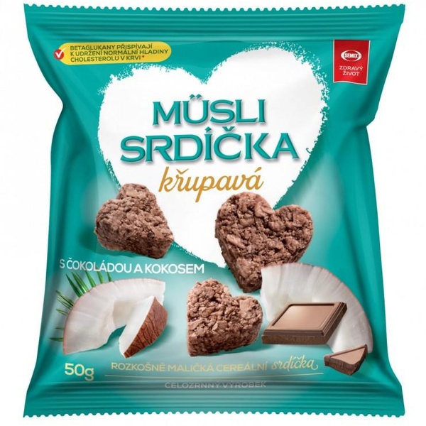 Semix Musli srdíčka křup. kokos,čoko-sáček 50g - 