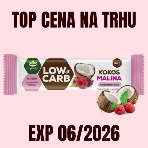 TOPNATUR LOW CARB tyčinka kokos malina 40 g EXP 06/2026