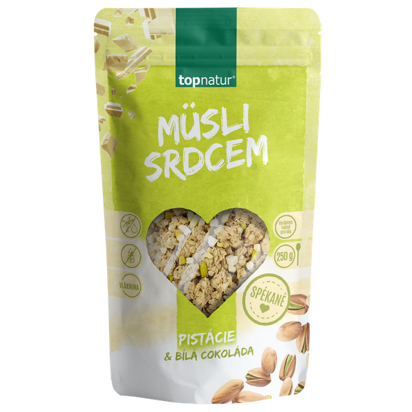 TOPNATUR Müsli srdcem Pistácie & bílá čokoláda 250 g - 