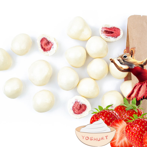 Veselá Veverka Jahody v jogurtu (sušené mrazem) 1 kg