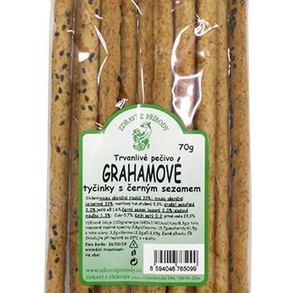 Zdraví z přírody Grahamové celozrnné tyčinky černý sezam 70g - 