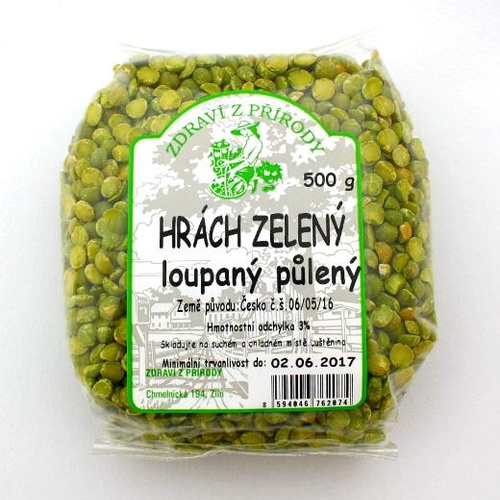 Zdraví z přírody Hrách zelený loupaný 500g