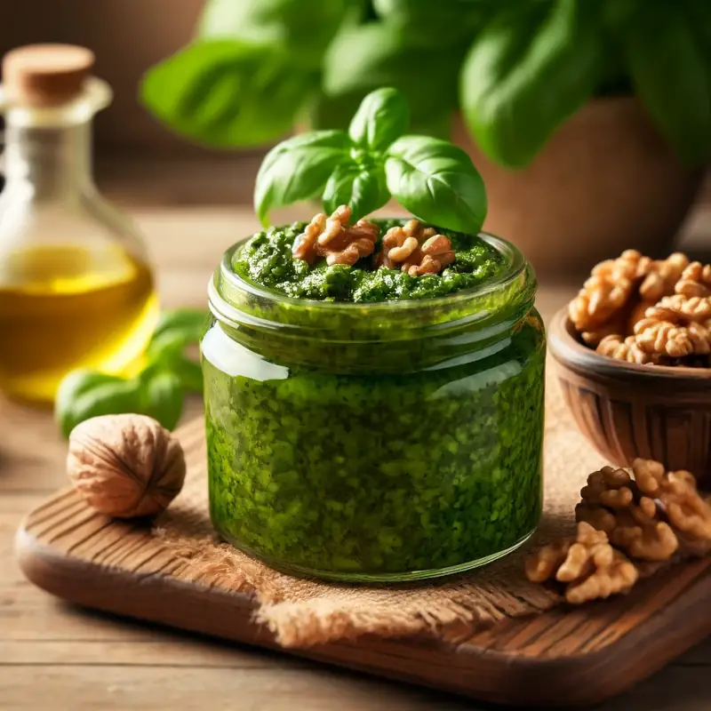 Bazalkové pesto s vlašskými ořechy