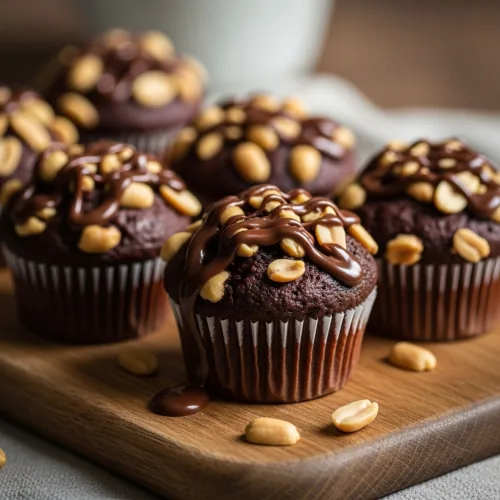 Hrníčkové čokoládové muffiny s arašídy