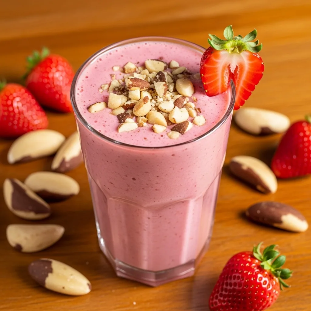 Jahodové smoothie s para ořechy