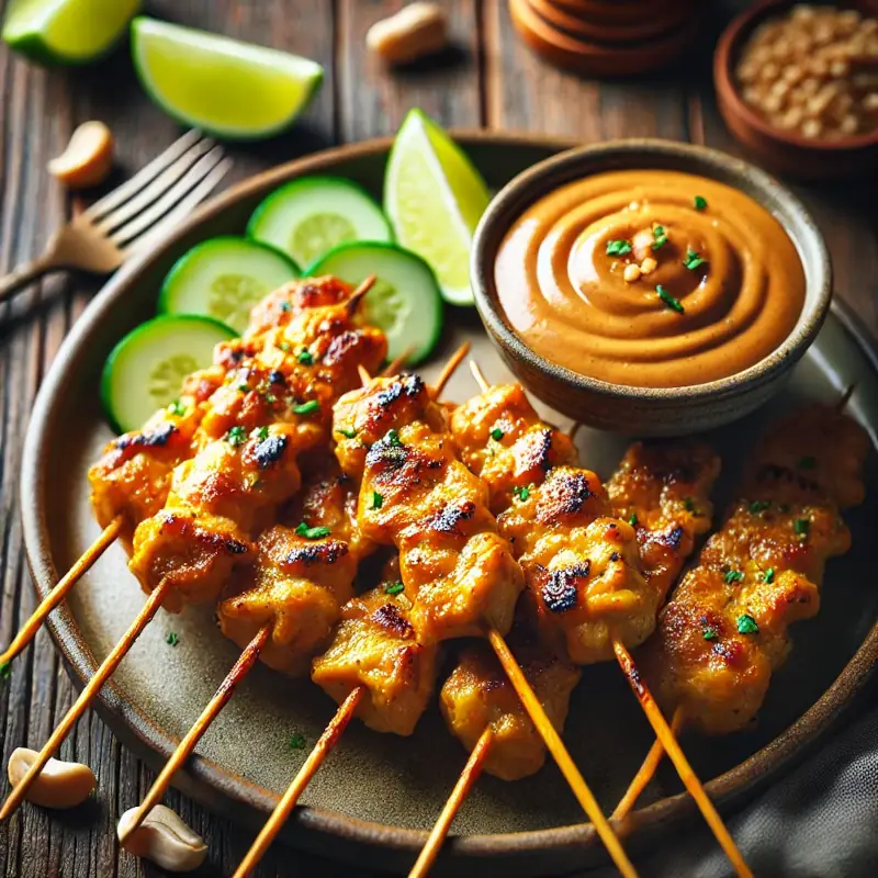 Kuřecí satay s arašídovou omáčkou