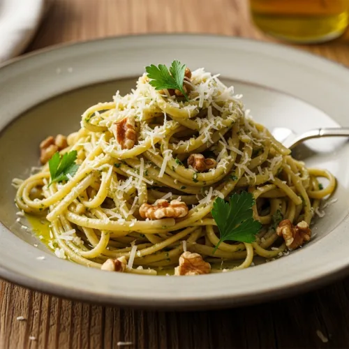 Linguine s pestem z vlašských ořechů