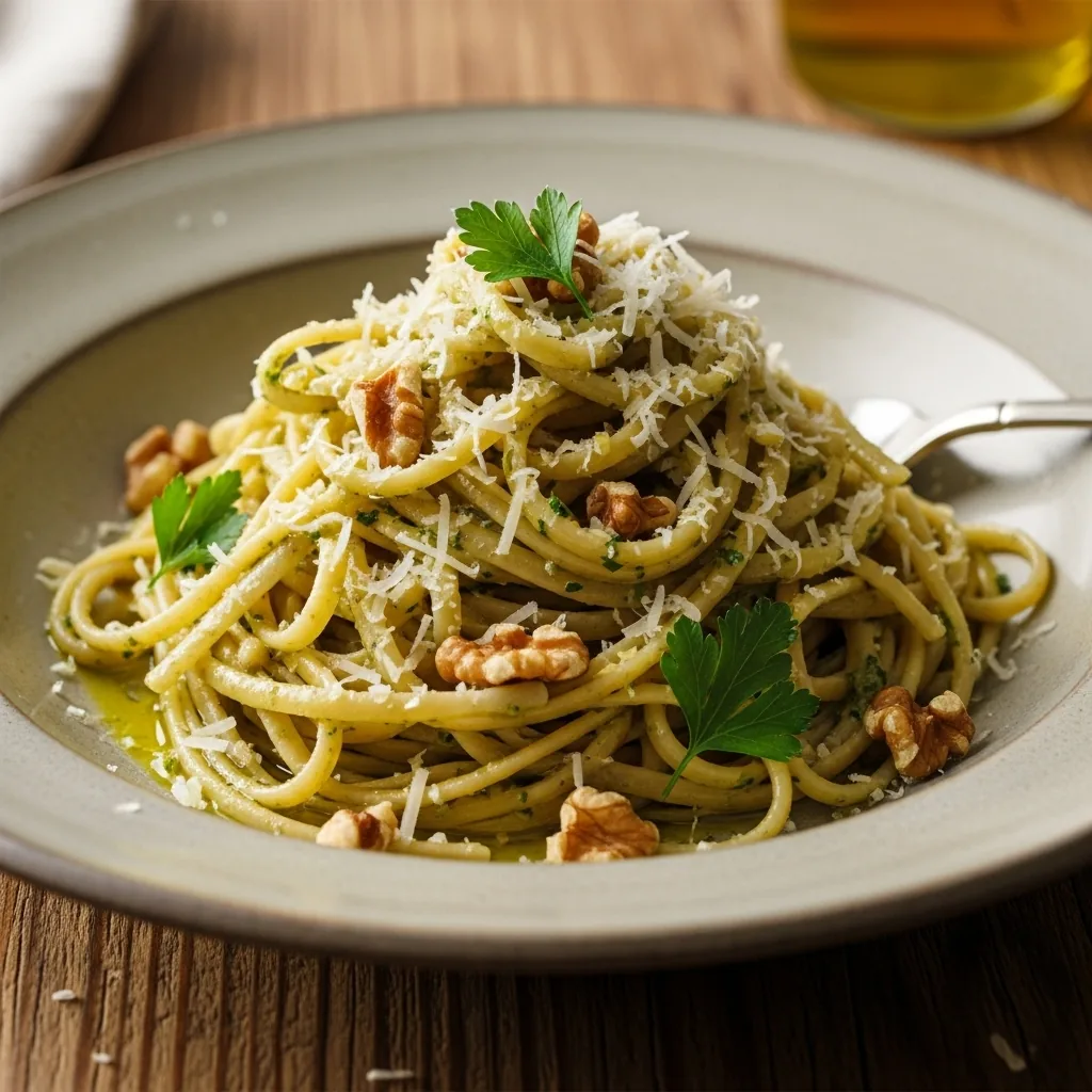 Linguine s pestem z vlašských ořechů