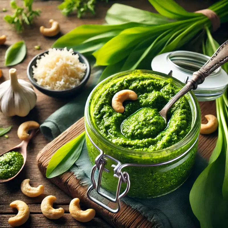 Pesto medvědí česnek a kešu