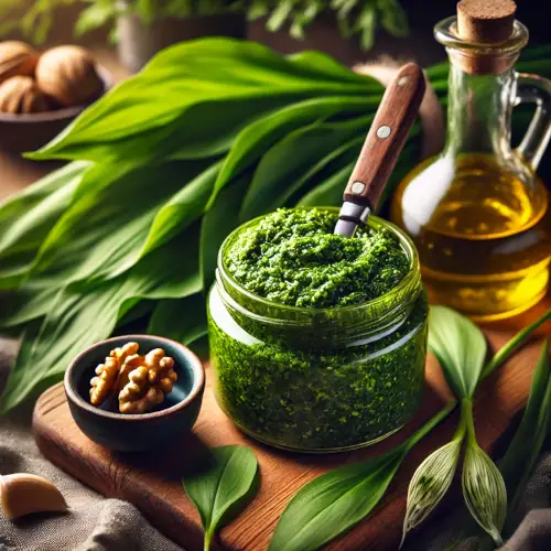 Pesto medvědí česnek ořechy