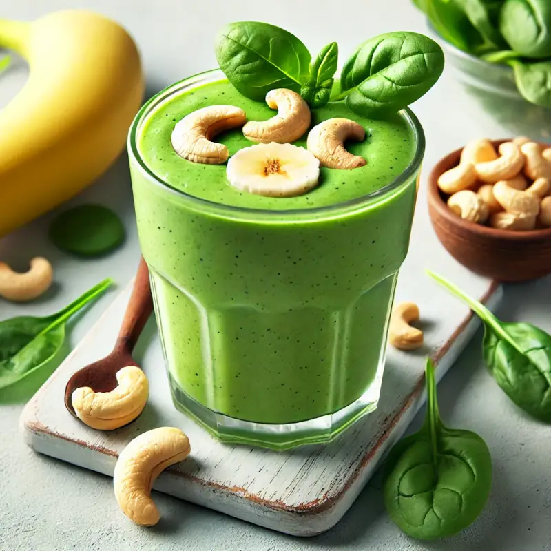 Smoothie s kešu, banánem a špenátem