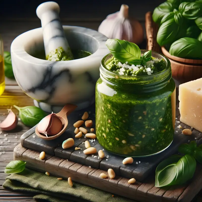 Tradiční bazalkové pesto s piniovými oříšky